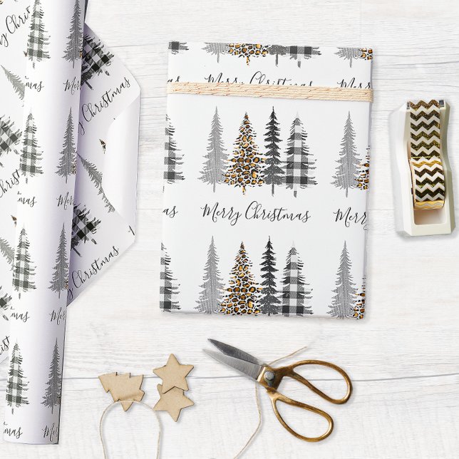 Papel De Regalo Árboles navideños de granja (Glam Farmhouse Christmas Wrapping Paper)