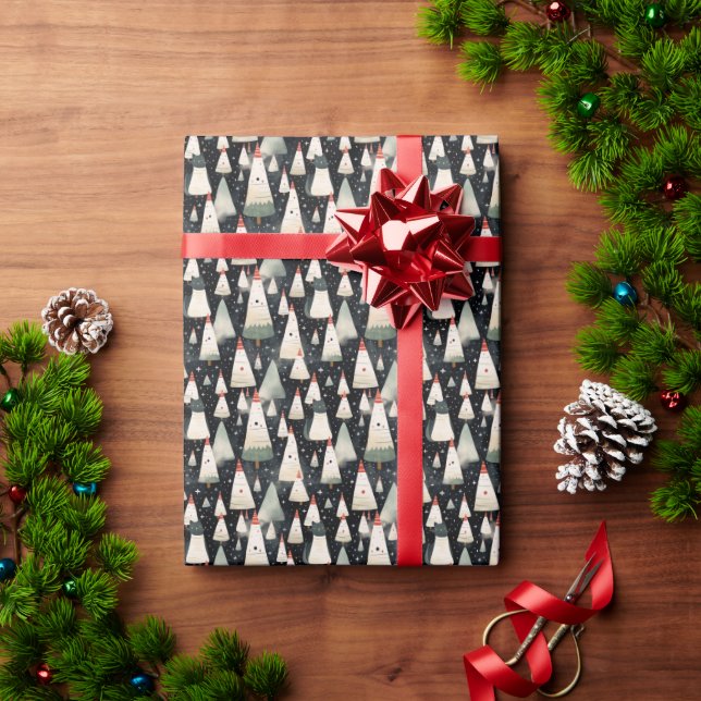 Papel De Regalo Árboles navideños de invierno brotan (Regalo de vacaciones)