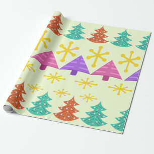 Papel De Regalo Árboles navideños de la era atómica Luz Kitsch