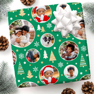 Papel De Regalo Árboles navideños dulces Foto de copos de nieve Mi