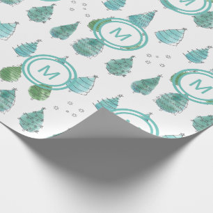 Papel De Regalo Árboles navideños monogramas