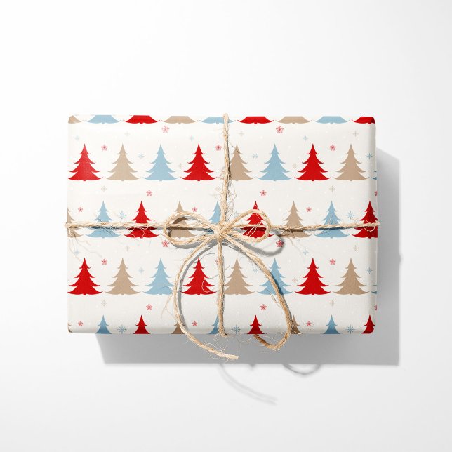 Papel De Regalo Árboles navideños nórdicos festivos - rojo, azul y (Subido por el creador)