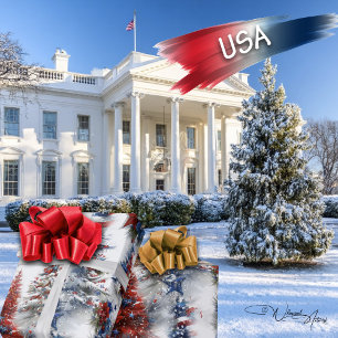 Papel De Regalo Árboles navideños patrióticos