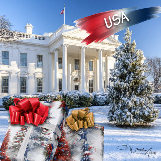 Papel De Regalo Árboles navideños patrióticos