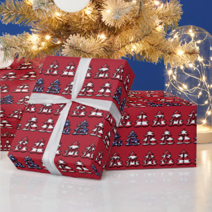 Papel De Regalo Árboles navideños patrióticos Merry XMAS