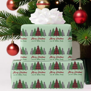 Papel De Regalo Árboles navideños rojos y rojos de color rojo rúst