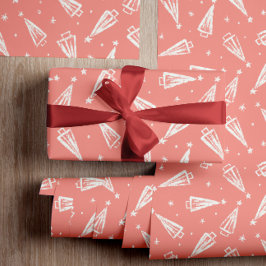 Papel De Regalo Árboles navideños rosados con patrones