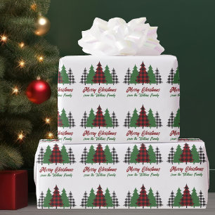 Papel De Regalo Árboles navideños rúcidos de color rojo y rojo per