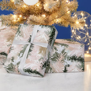 Papel De Regalo Árboles navideños verdes rosados de color rosa Rub