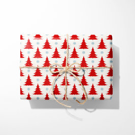 Papel De Regalo Árboles nórdicos de Navidad rojos - Fiesta escandi