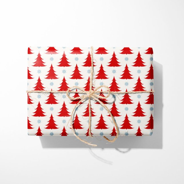 Papel De Regalo Árboles nórdicos de Navidad rojos - Fiesta escandi (Subido por el creador)