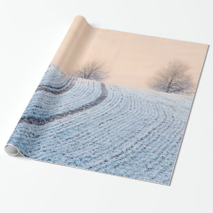 Papel De Regalo Árboles paisajísticos de invierno con regalo Hoarf