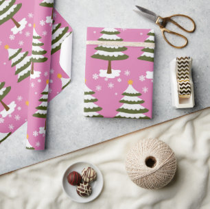Papel De Regalo Árboles pequeños y nevados Navidades de Woodland v