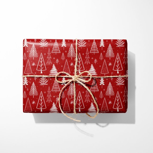 Papel De Regalo Árboles rusos rojos y blancos de Navidad (Subido por el creador)