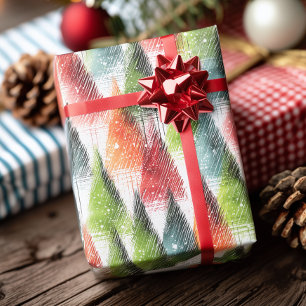 Papel De Regalo Árboles Rústicos Festivos de Invierno