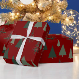 Papel De Regalo Árboles verdes de Navidad
