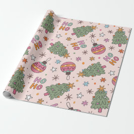 Papel De Regalo Árboles y adornos navideños juguetones