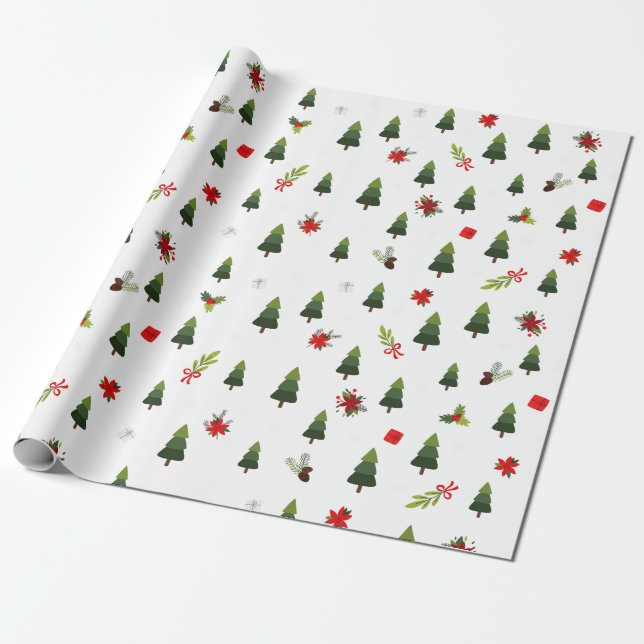 Papel De Regalo Árboles y arcos de Navidad (Desenrollado)
