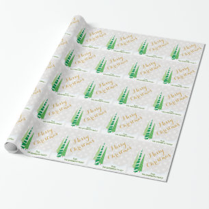 Papel De Regalo Árboles y copos de nieve Navidades de invierno