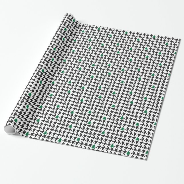 Papel De Regalo Árboles y Houndstooth (Desenrollado)