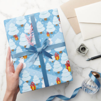 Papel De Regalo Árboles y presentación Navidades de patrones envol