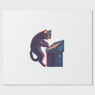 Papel De Regalo Arcade Meowster � Gato Gamer Nostálgico