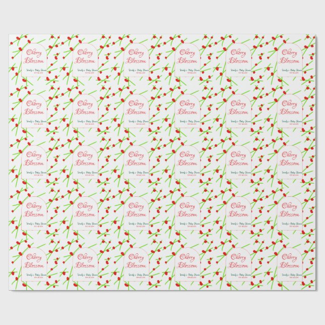 Papel De Regalo Arch shape cherry blossom red green baby shower na (Superficie plana)