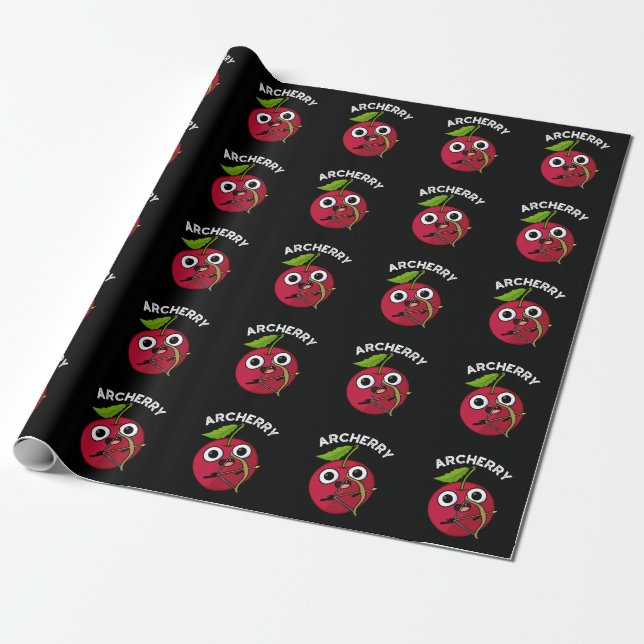 Papel De Regalo Archerry Funny Fruit Archery Pun Dark BG (Desenrollado)