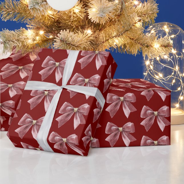 Papel De Regalo Arco de Navidad de Oro Rojo (Vacaciones)