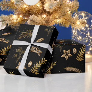 Papel De Regalo Arco de oro de los navidades Negro moderno