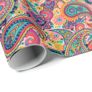 Papel De Regalo Arco iris brillante Paisley