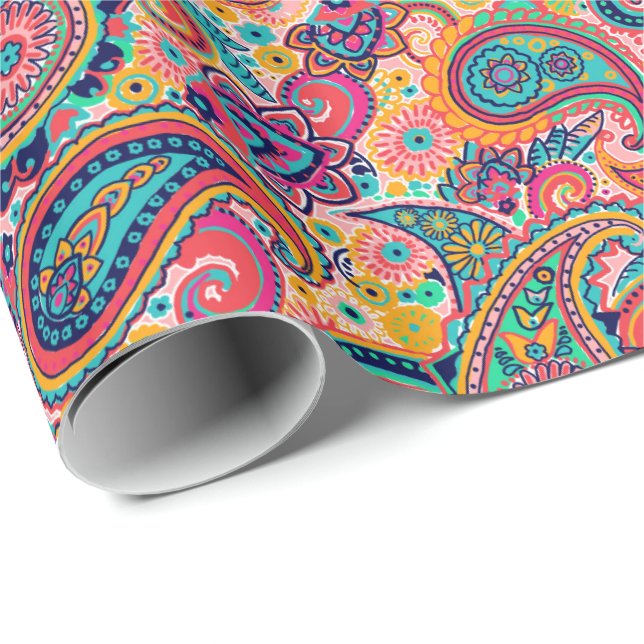 Papel De Regalo Arco iris brillante Paisley (Esquina del rollo)