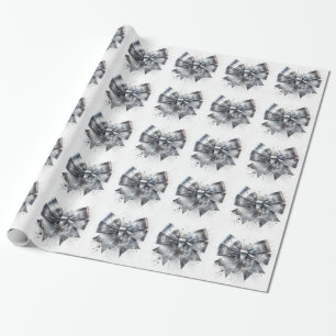 Papel De Regalo Arco metálico plateado con destellos falsos