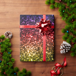 Papel De Regalo Arcoíris amarillo rojo púrpura brillo destellos v2