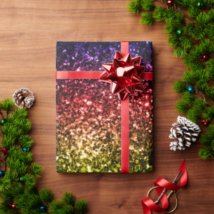 Papel De Regalo Arcoíris amarillo rojo púrpura brillo destellos v2