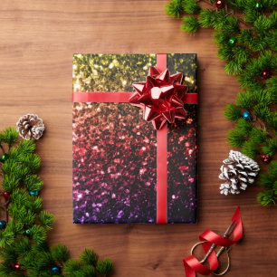 Papel De Regalo Arcoíris amarillo rojo púrpura brillo falso destel