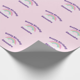 Papel De Regalo Arcoíris Brillante Personalizado Feliz Cumpleaños