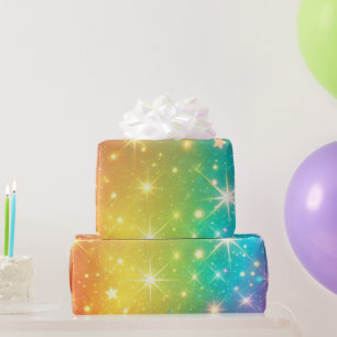 Papel De Regalo Arcoíris colorido estrella espacio