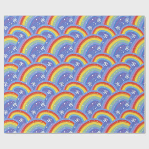 Papel De Regalo Arcoiris coloridos sobre fondo morado