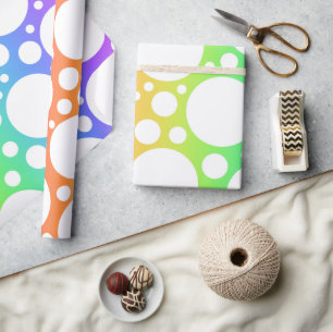 Papel De Regalo Arcoiris con puntos de polka