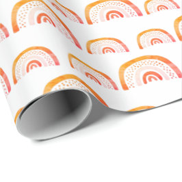 Papel De Regalo Arcoíris de Acuarela Naranja Moderno