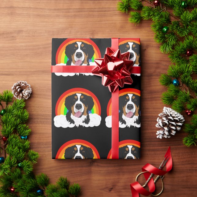 Papel De Regalo Arcoiris de Perro de Montaña de Berna (Regalo de vacaciones)