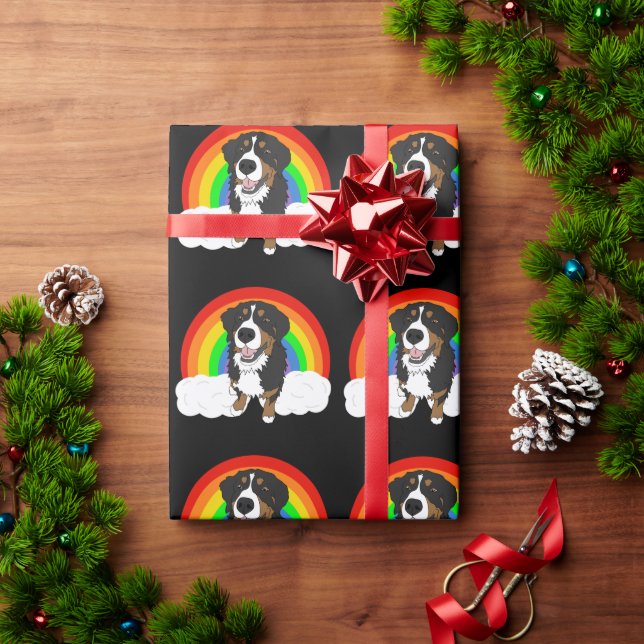 Papel De Regalo Arcoiris de Perro de Montaña de Berna  (Regalo de vacaciones)