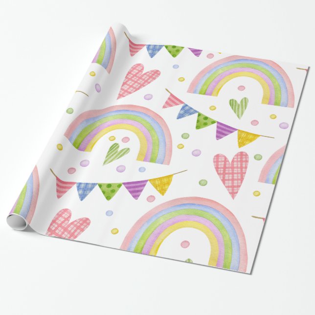 Papel De Regalo Arcoiris de Unicornio rosa mágico (Desenrollado)