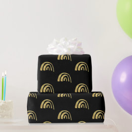 Papel De Regalo Arcoíris dorado y negro