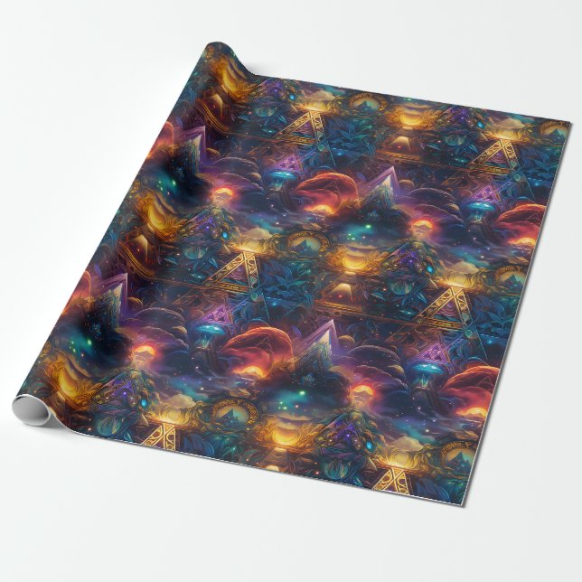 Papel De Regalo Arcoíris Geométrico Abstracto (Desenrollado)