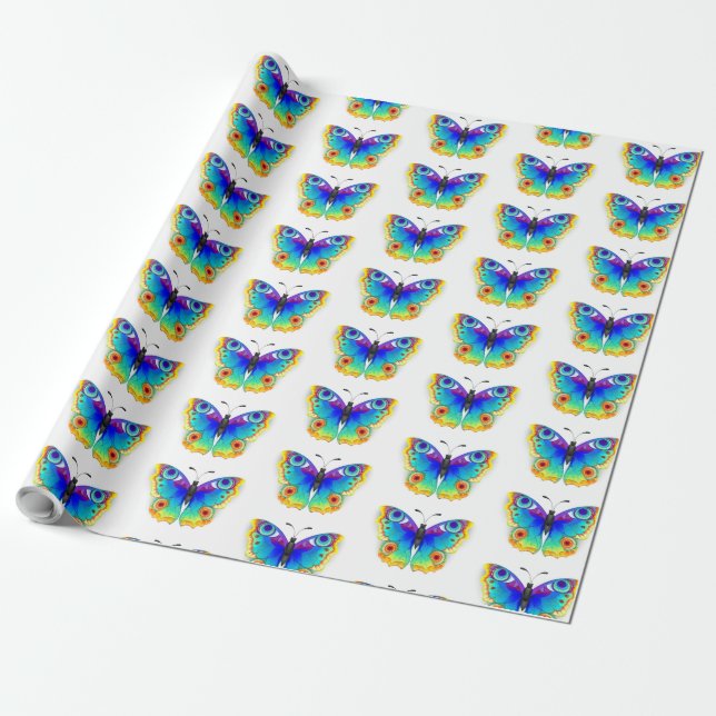 Papel De Regalo Arcoiris mariposa Peacock Eye (Desenrollado)