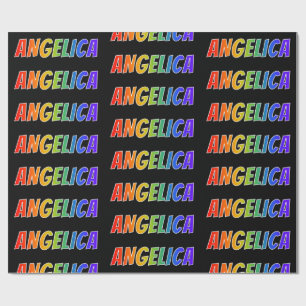 Papel De Regalo Arcoiris Nombre "ANGELICA"; Diversión y colorido
