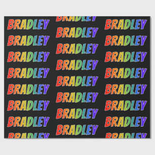 Papel De Regalo Arcoiris Nombre "BRADLEY"; Diversión y colorido