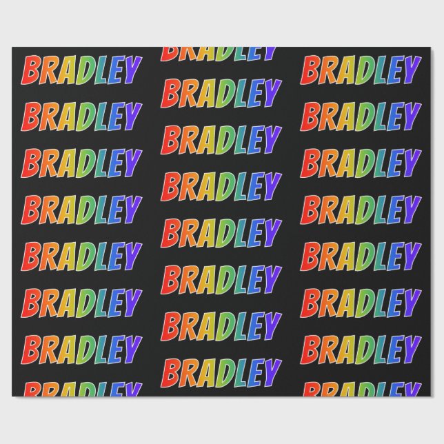 Papel De Regalo Arcoiris Nombre "BRADLEY"; Diversión y colorido (Superficie plana)